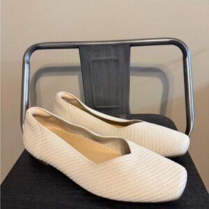 Arromic Beige Knit Square Toe Ballet Flats Size 10